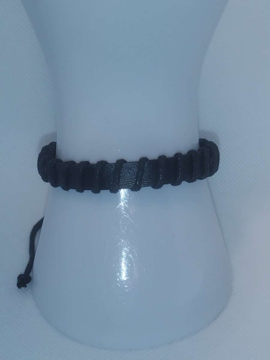 Faux Leather Bracelet back stitch black