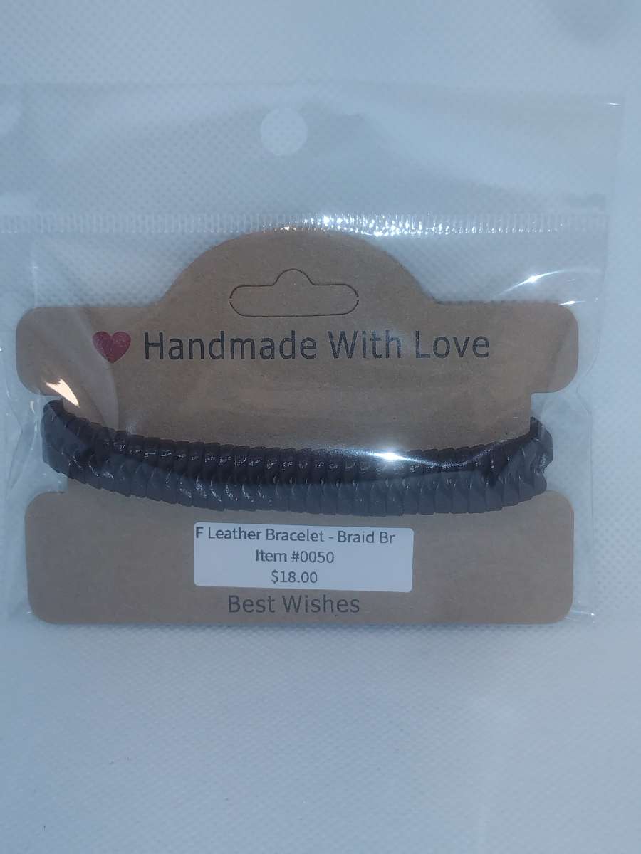 Faux Leather Bracelet braided brown