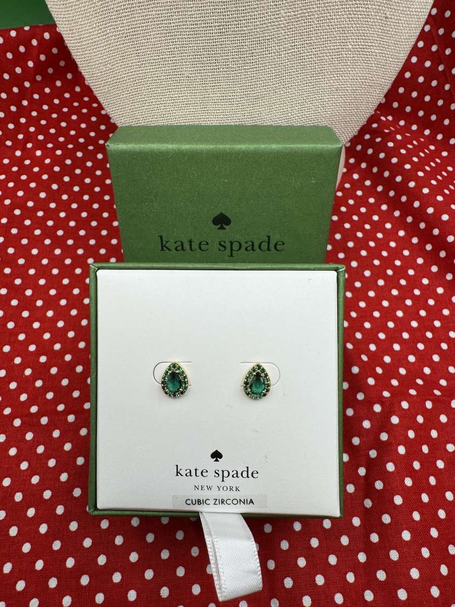 2012PIOR New Kate Spade Emerald Cubic Zirconia Stud Earrings