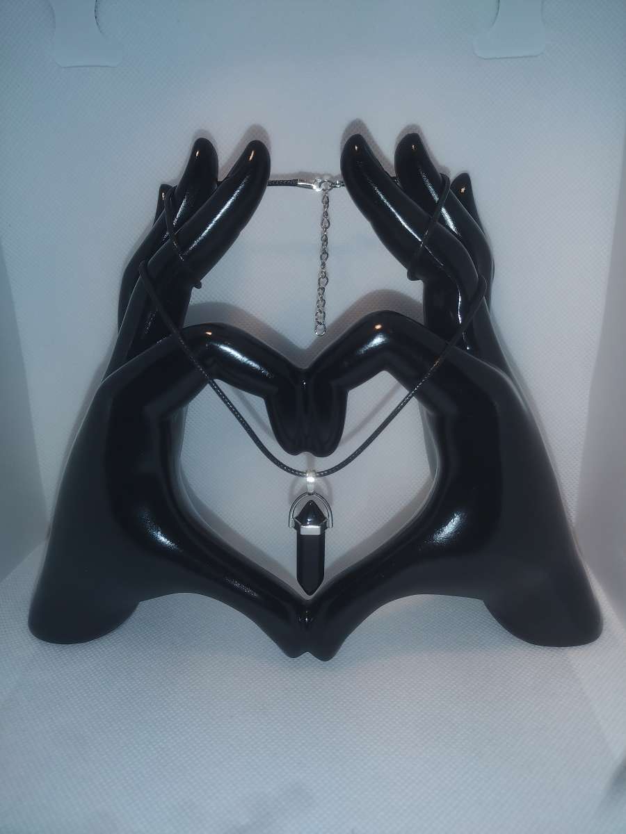 Onyx Glass Pendant Necklace