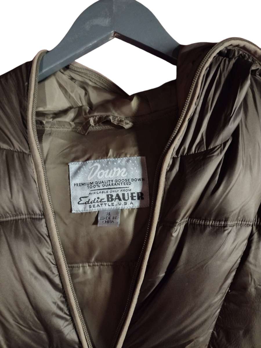 Eddie Bauer brown goose down puffer coat