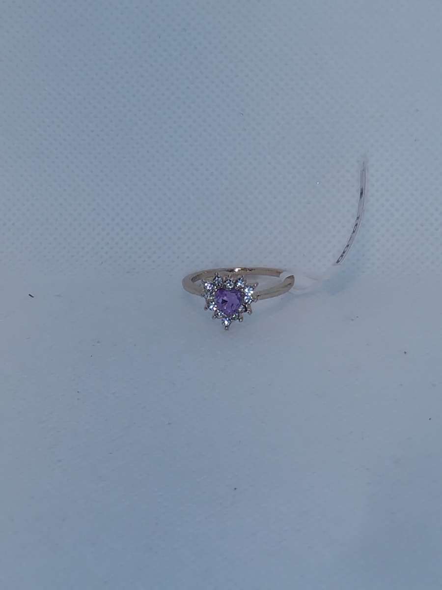 Purple White Heart Chic Rhinestone Ring