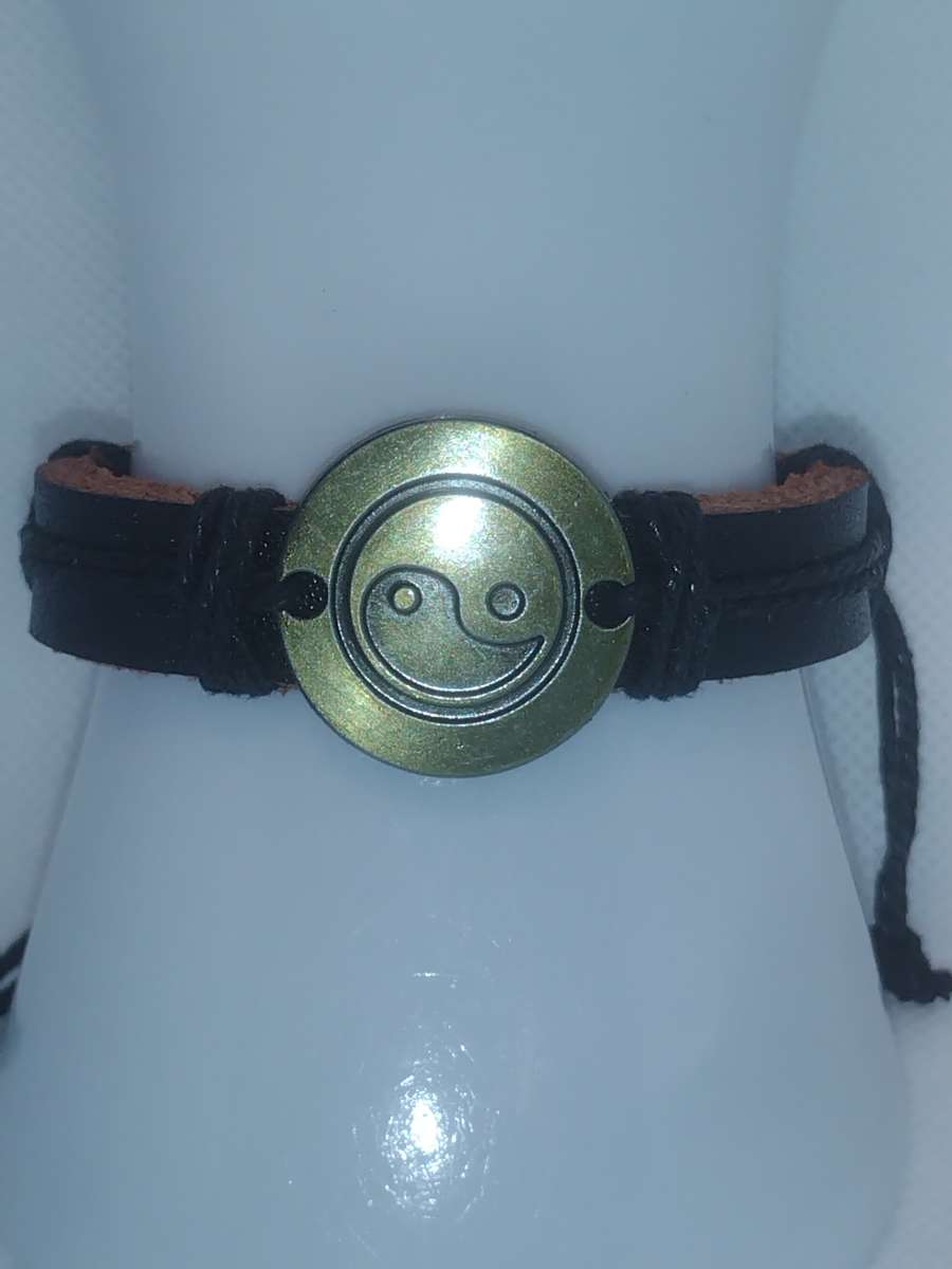 Black Yinyang Leather Bracelet VCB