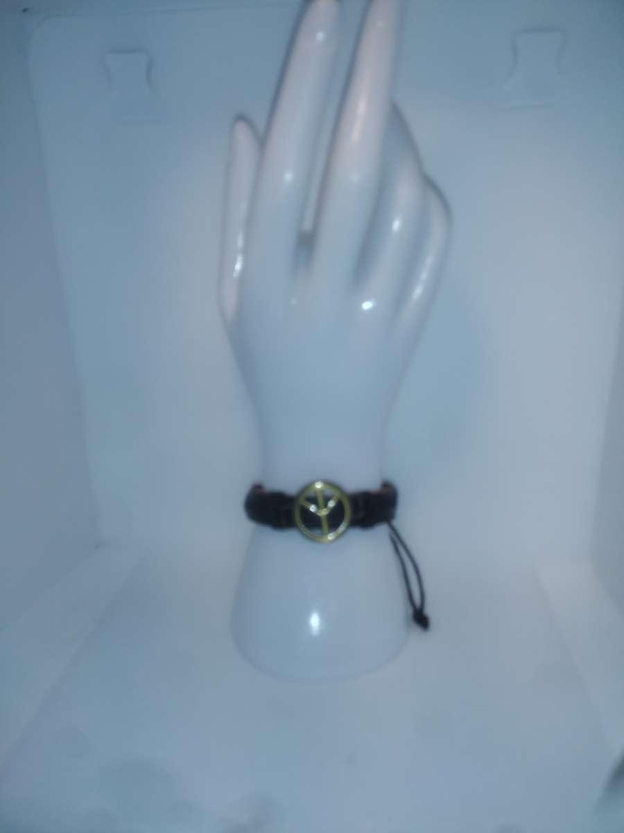 Black Peace Leather Bracelet VCB