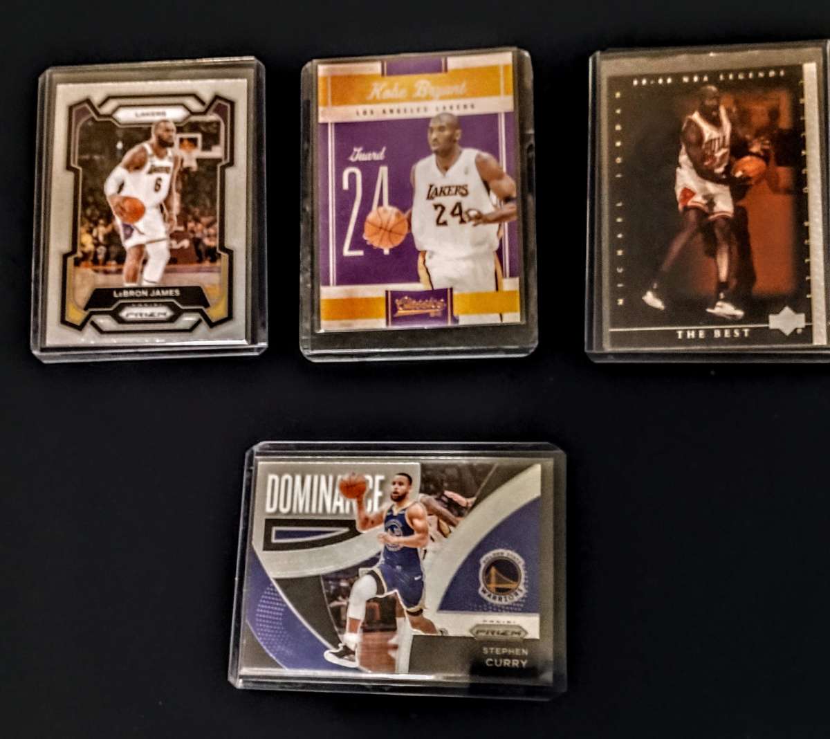 4 card lot MJORDAN S CURRY KBRTANT L JAMES