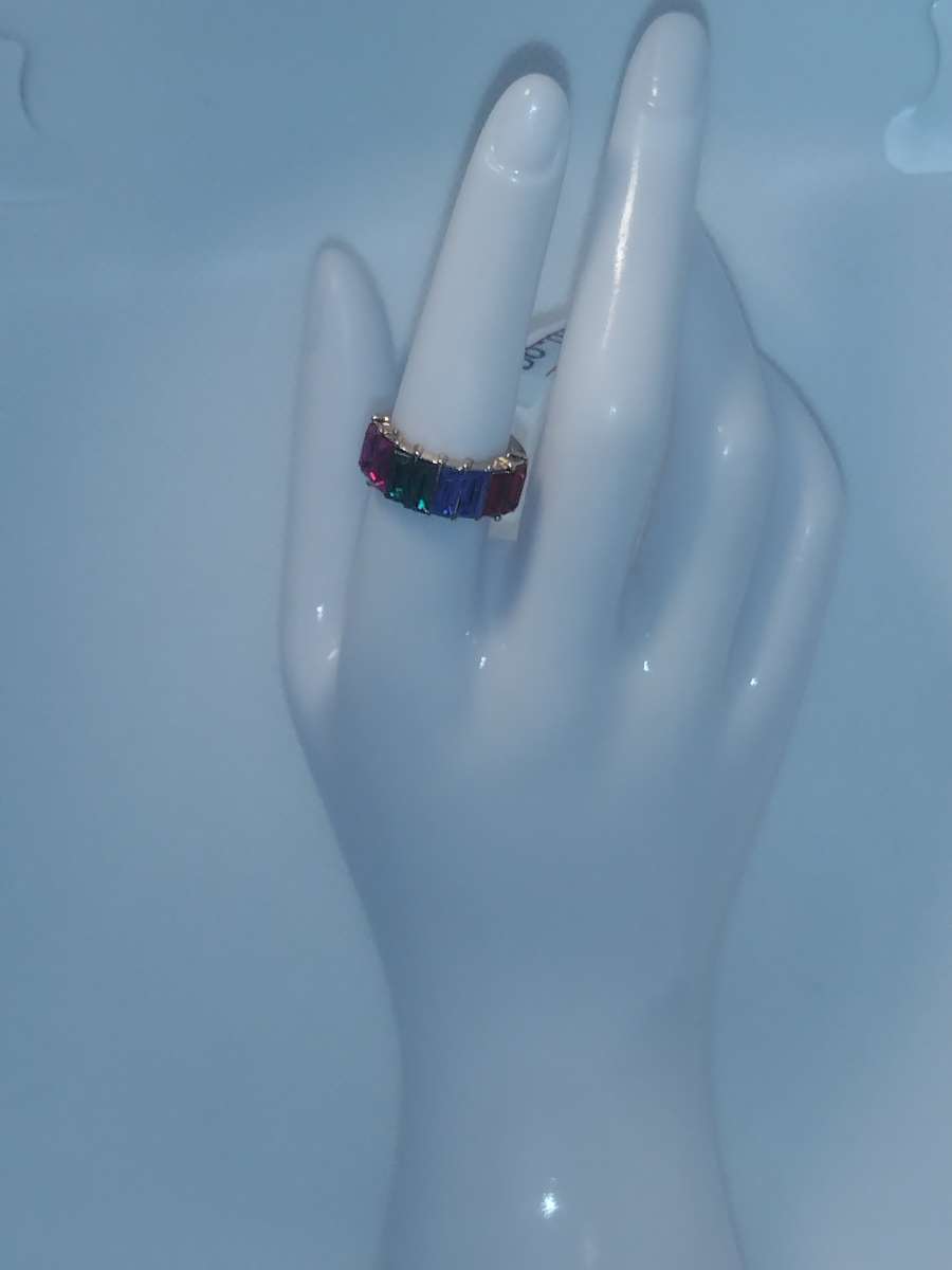 Straight Multicolor Chic Rhinestone Ring