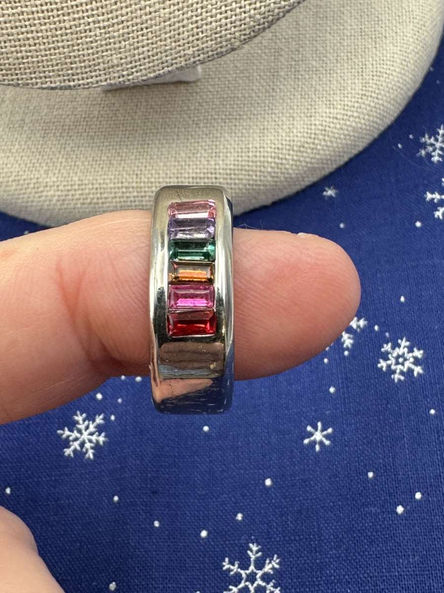 2016 New Stainless Steel  Silver Band Shiny Rhinestones  Rin