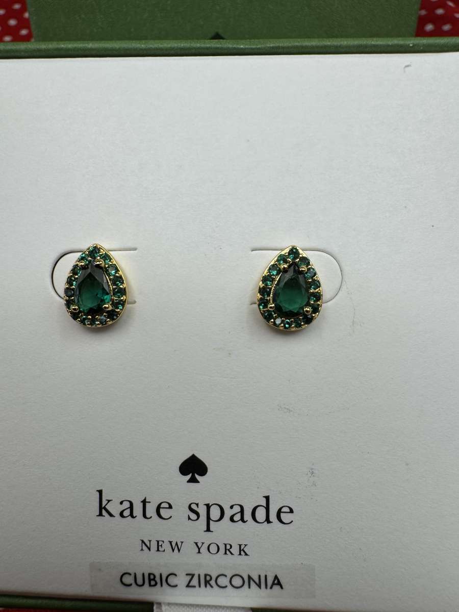 2012PIOR New Kate Spade Emerald Cubic Zirconia Stud Earrings