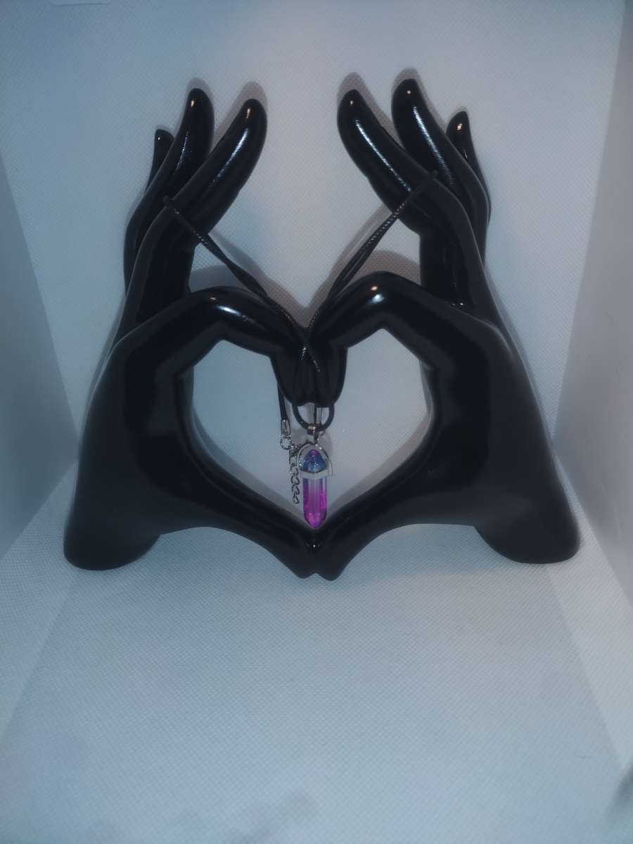 Pink Blue Glass Pendant Necklace