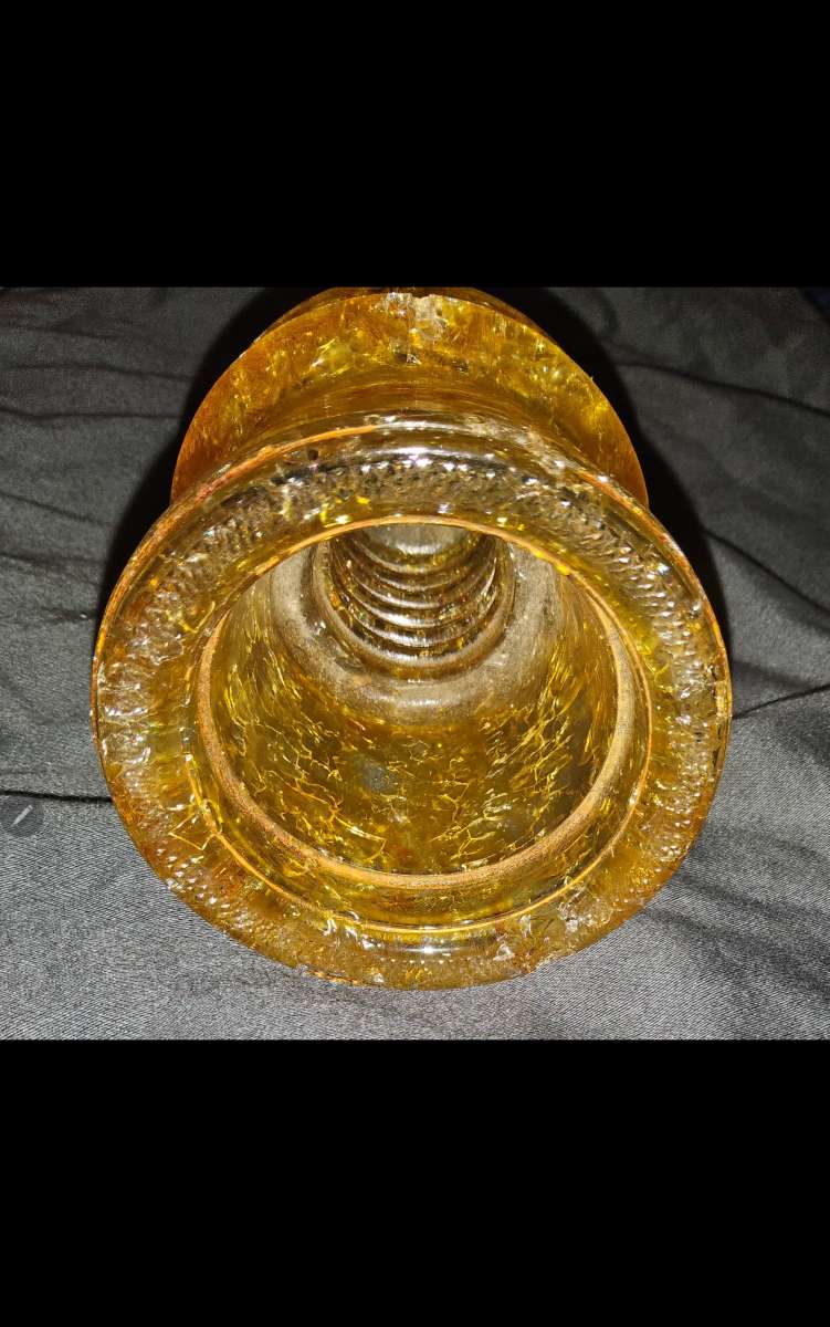 Hemingray 17 Yellow crackled glass insulator