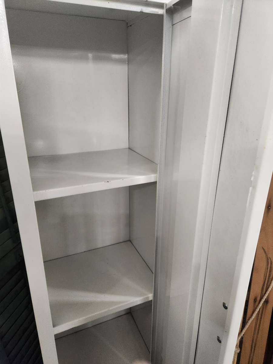 White metal chimney cabinet in great condition