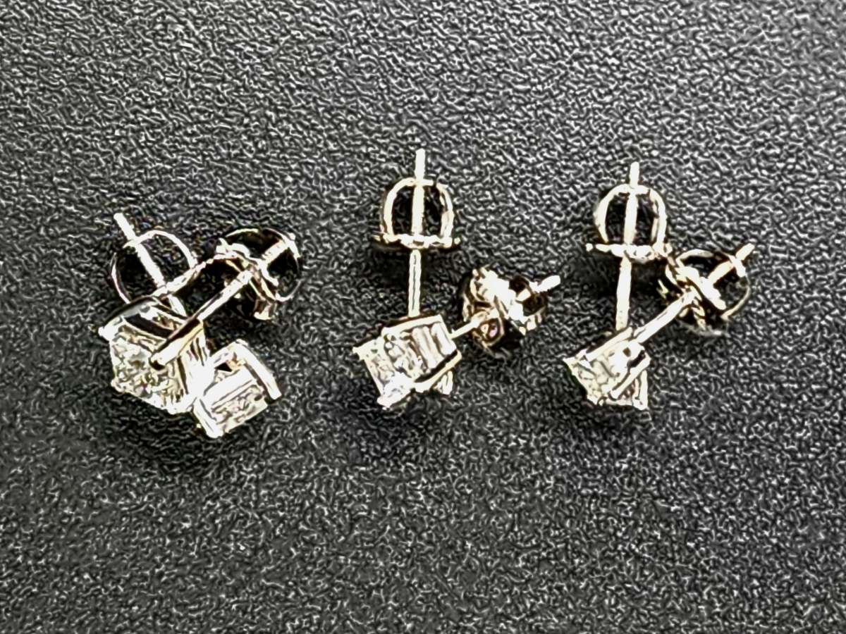 3 Pairs Natural Diamond Earings
