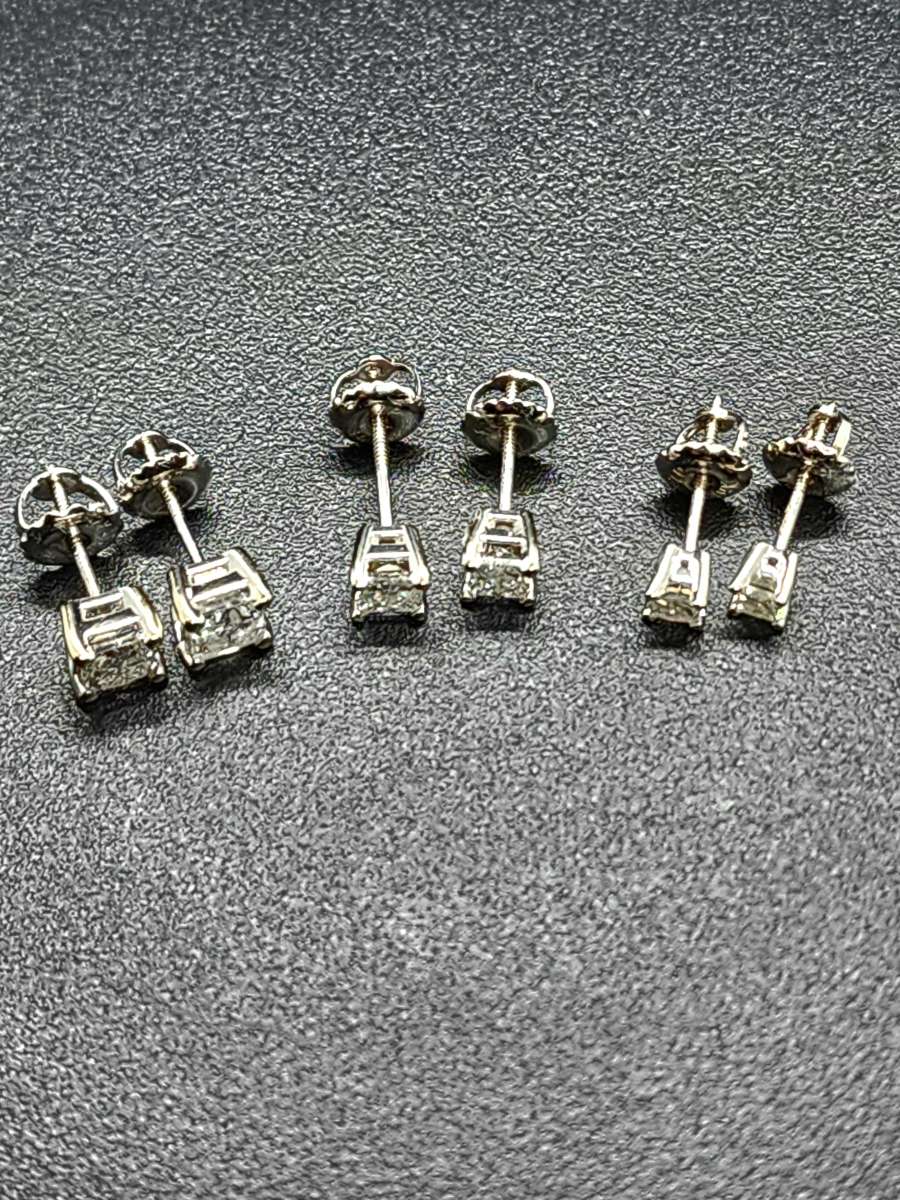 3 Pairs Natural Diamond Earings