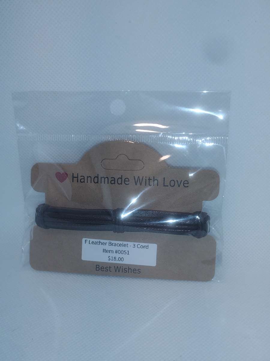 Faux Leather Bracelet 3 Cord Brown