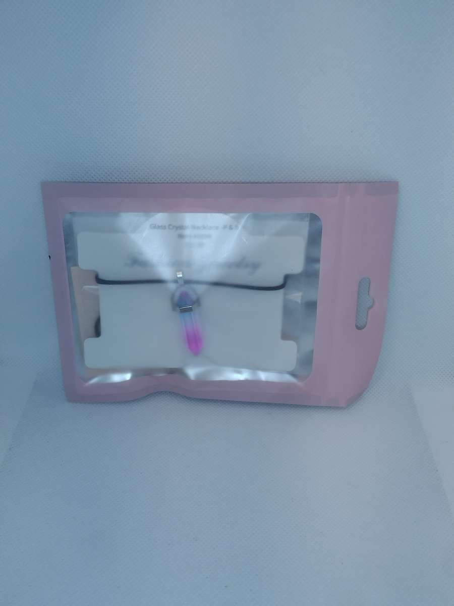 Pink Blue Glass Pendant Necklace