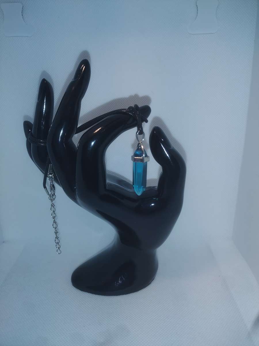 Blue Topaz Glass Pendant Necklace