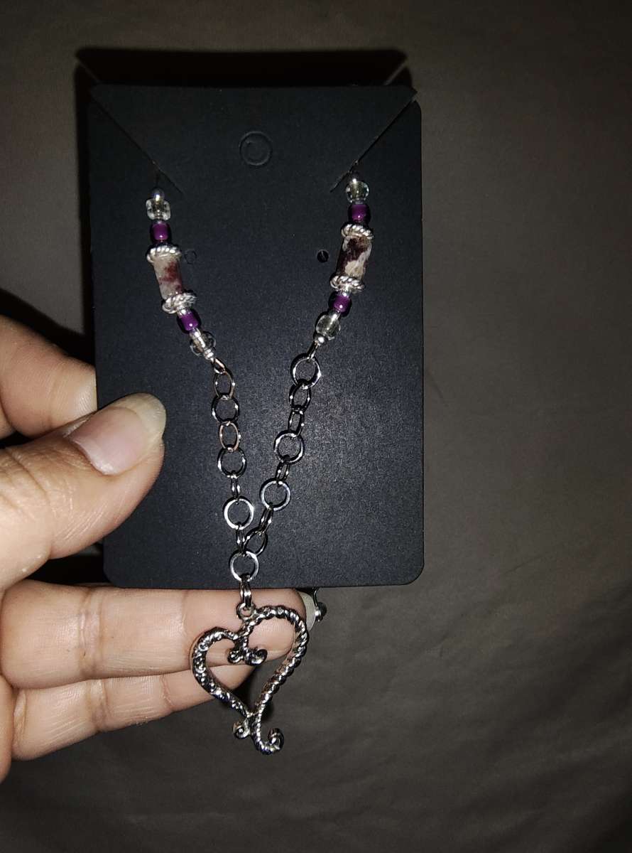 Heart anklet with glass beads