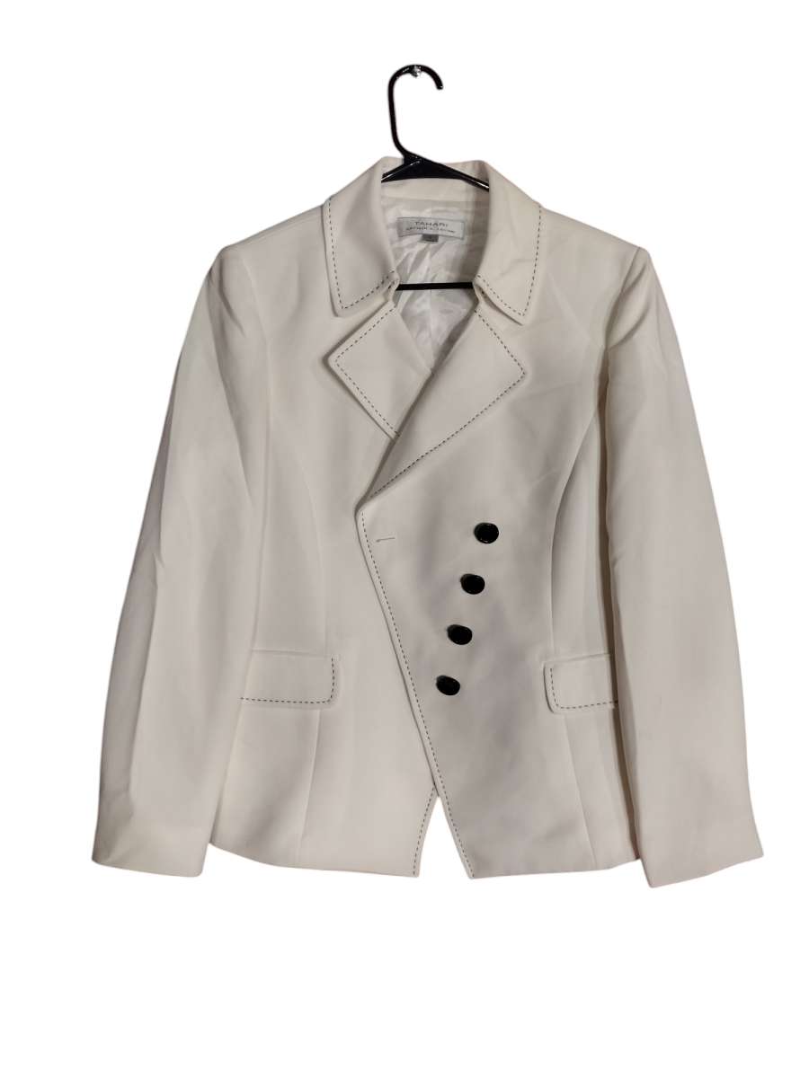 white tahari suit jacket