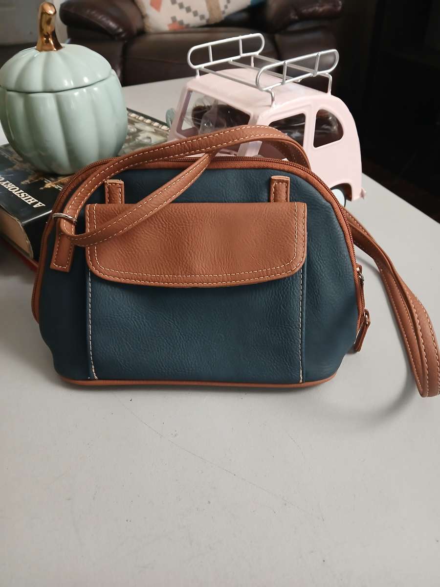 Blue and Brown handbag crossbody