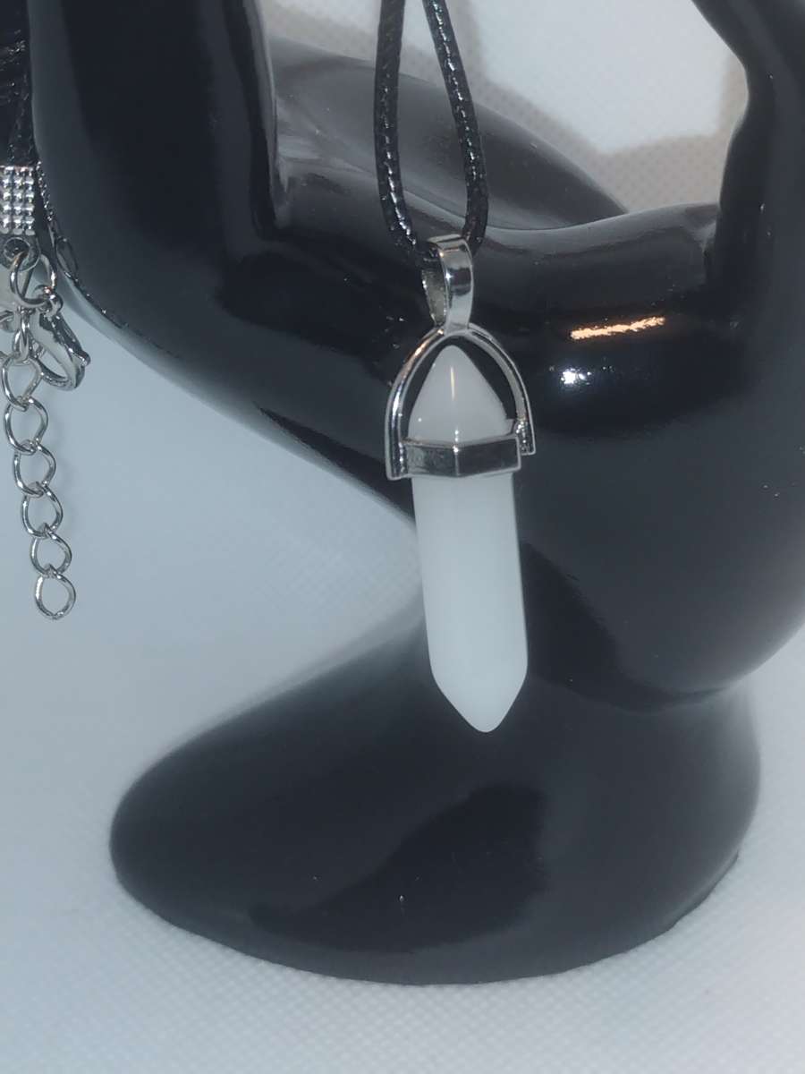 White Glass Pendant Necklace