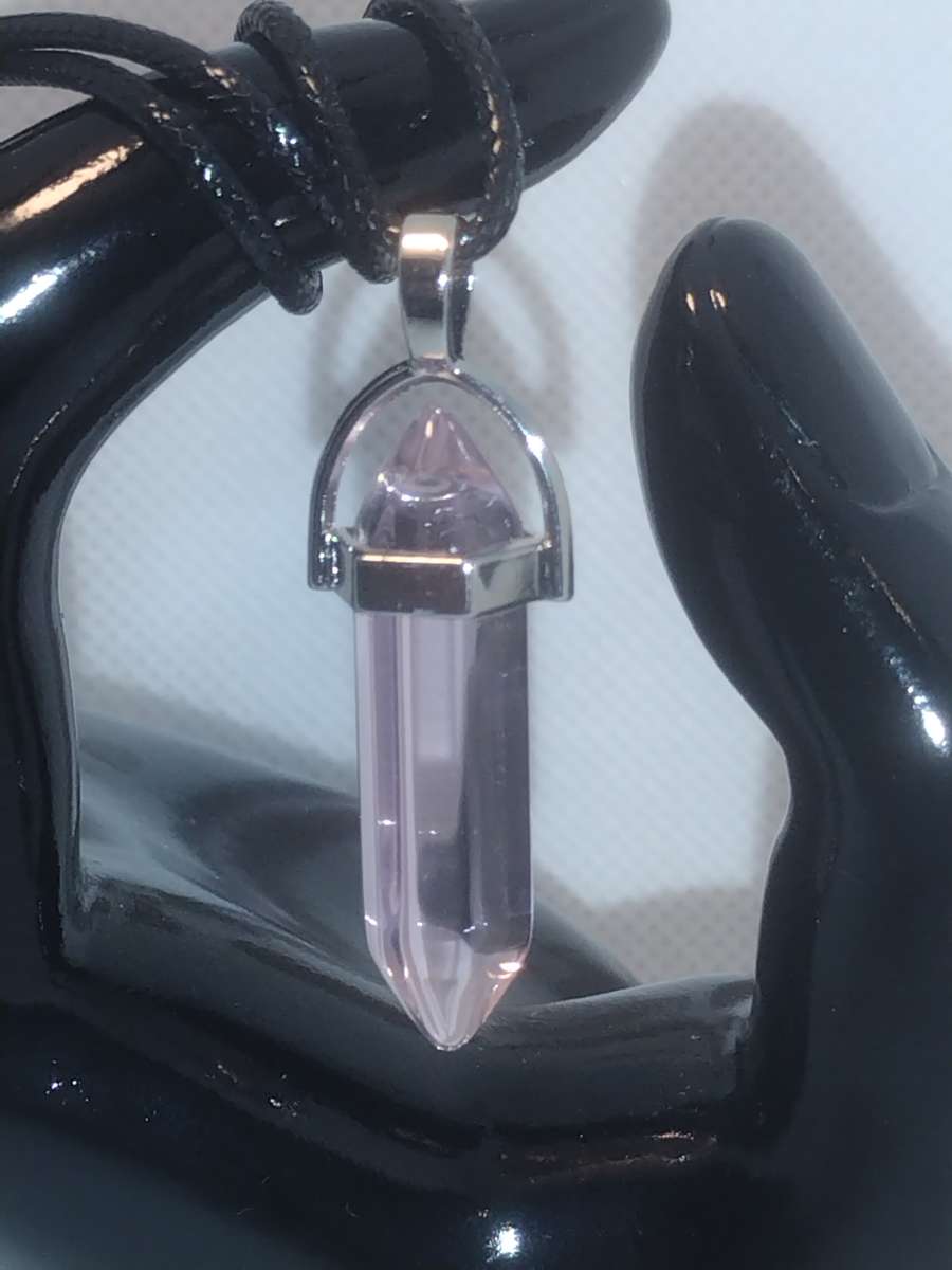 Rose Quartz Glass Pendant Necklace