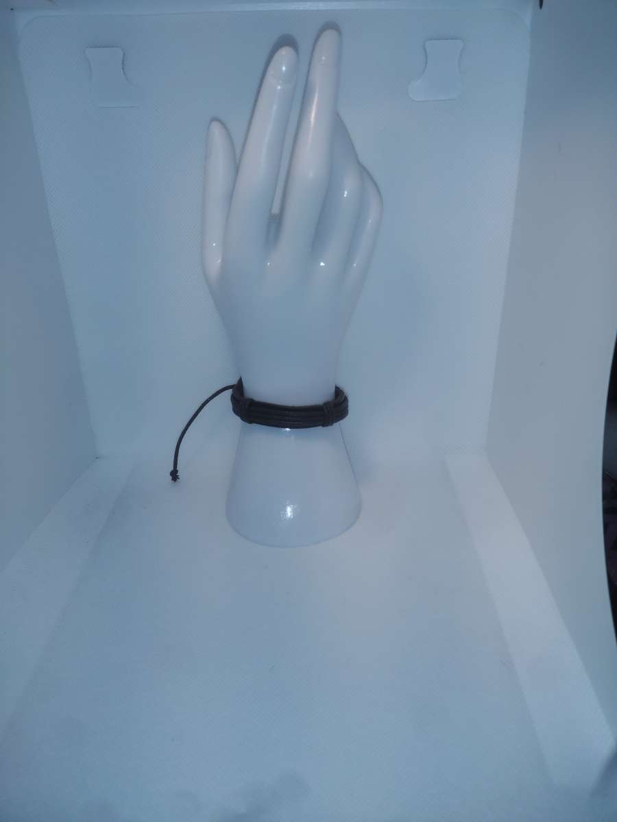 Faux Leather Bracelet 3 Cord Brown