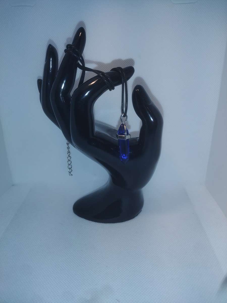 Sapphire Blue Glass Pendant Necklace