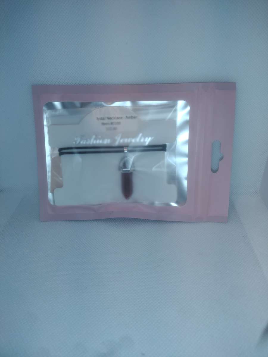 Amber Colored Glass Pendant Necklace