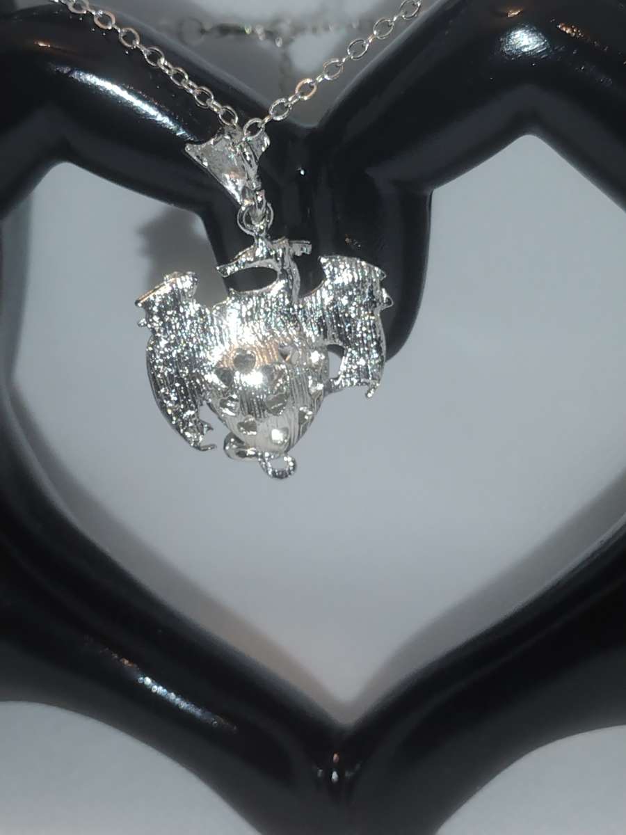 Dragon Heart Rhinestone Necklace Purple