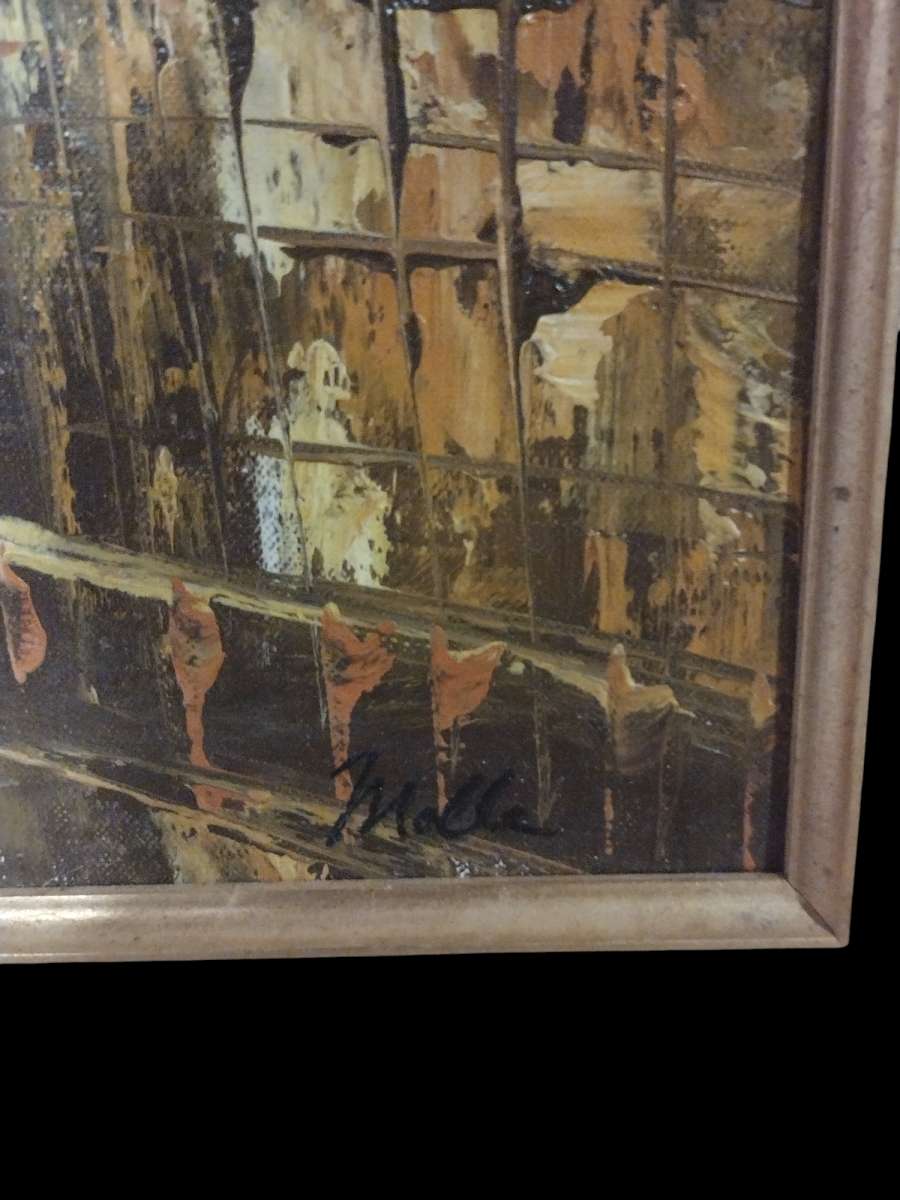 antique oil painting depicting Paris