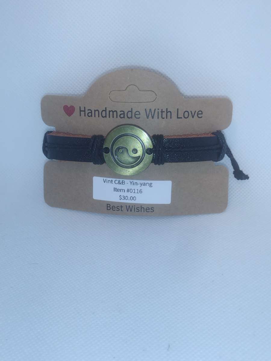 Black Yinyang Leather Bracelet VCB