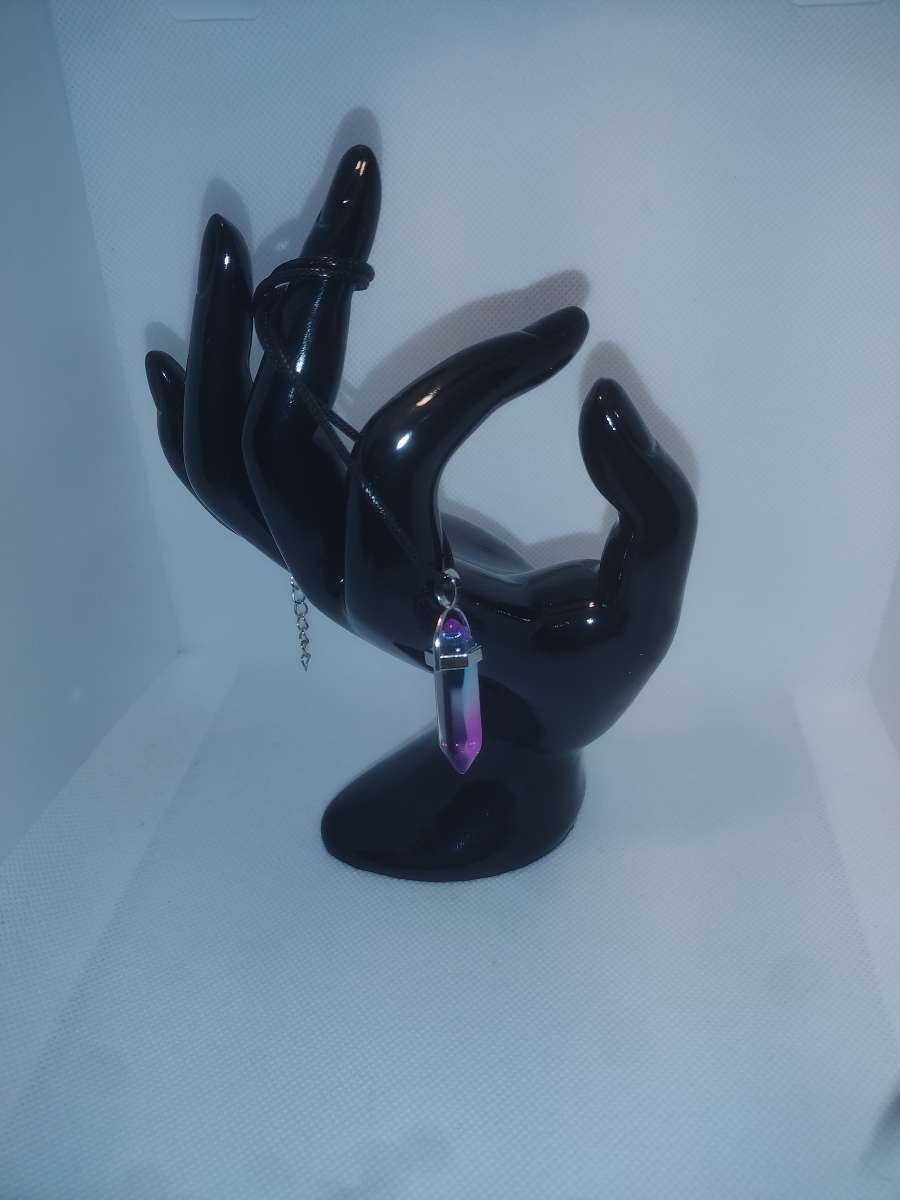 Pink Blue Glass Pendant Necklace