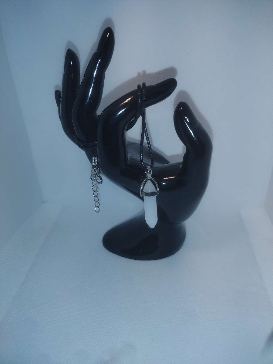 White Glass Pendant Necklace