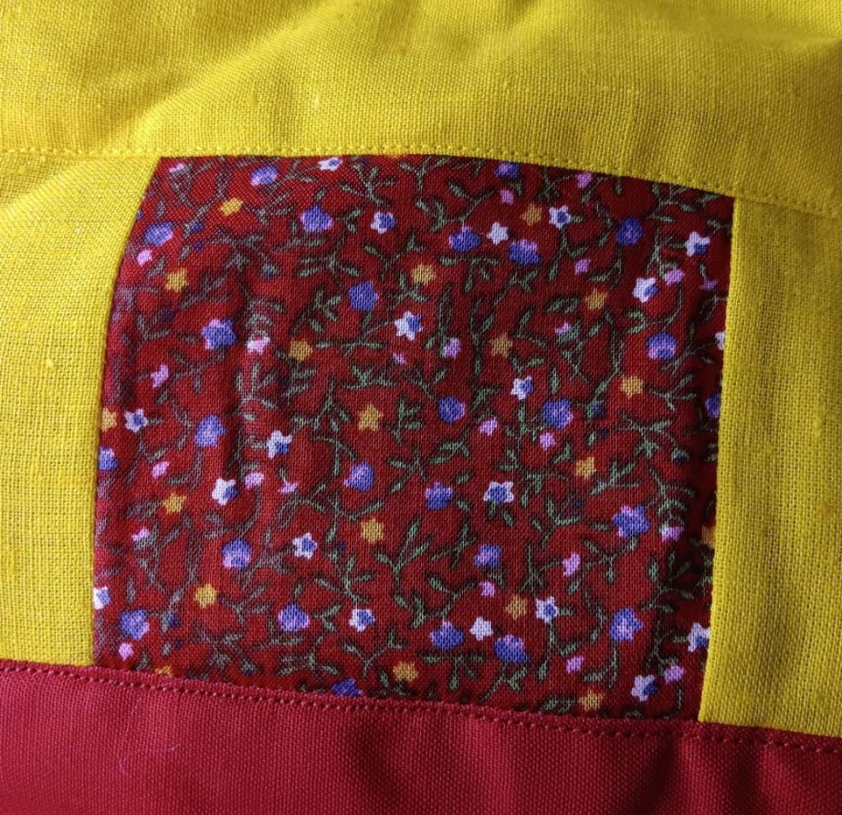Handmade Quilted Table Topper Red Yellow