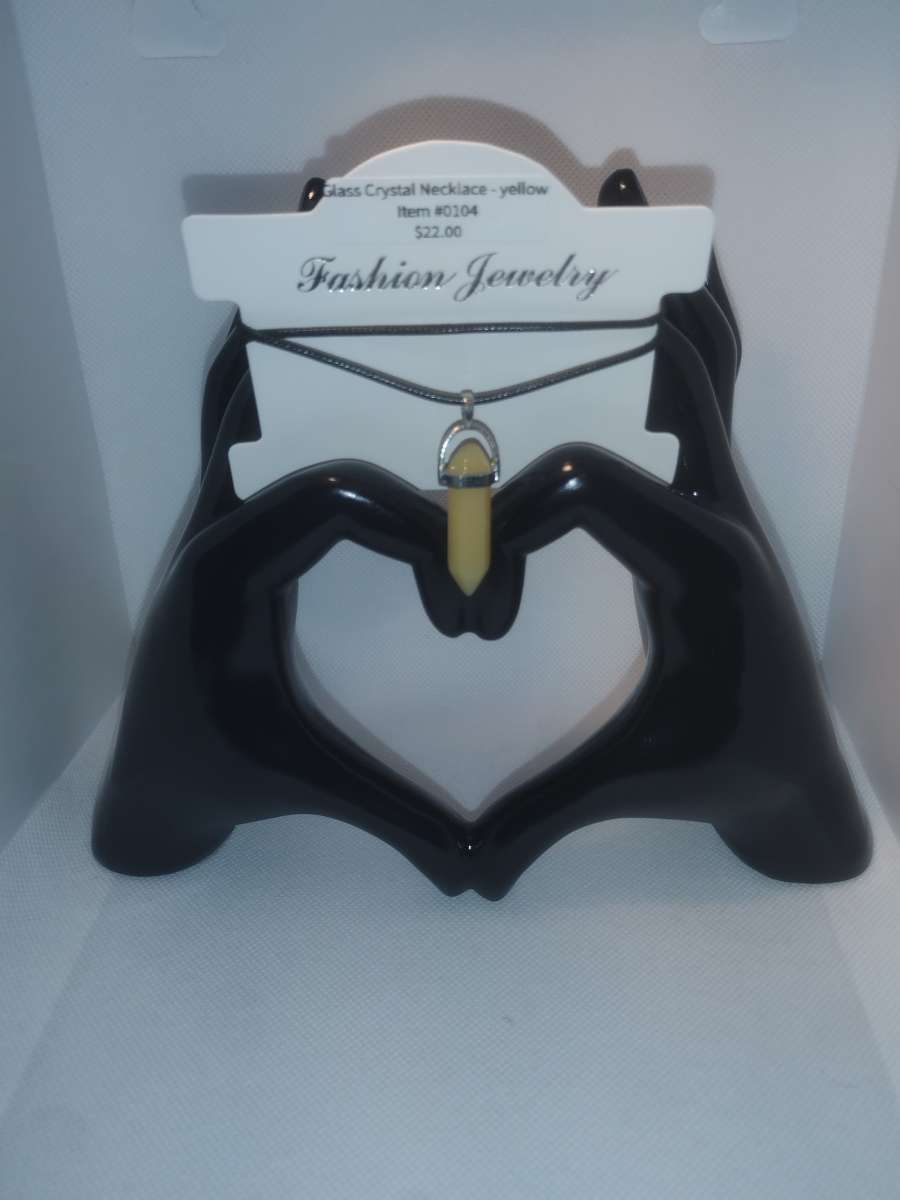 Yellow Topaz Glass Pendant Necklace