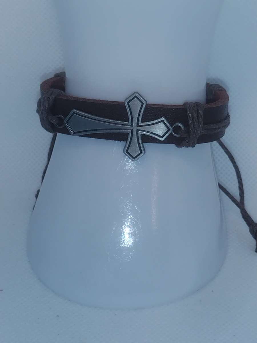 Brown Cross Leather Bracelet VCB