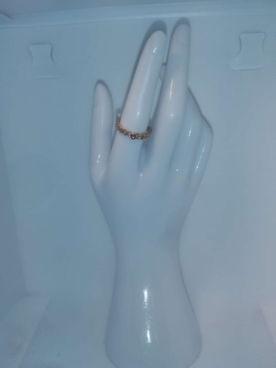 Pink Chain Chic Rhinestone Ring