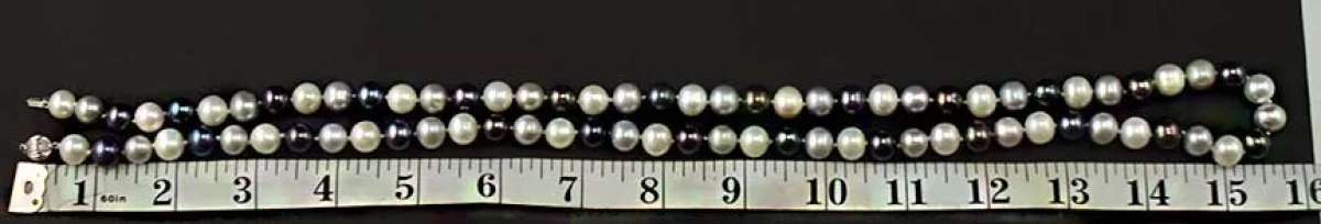 Pearl Necklace black white and gray pearls