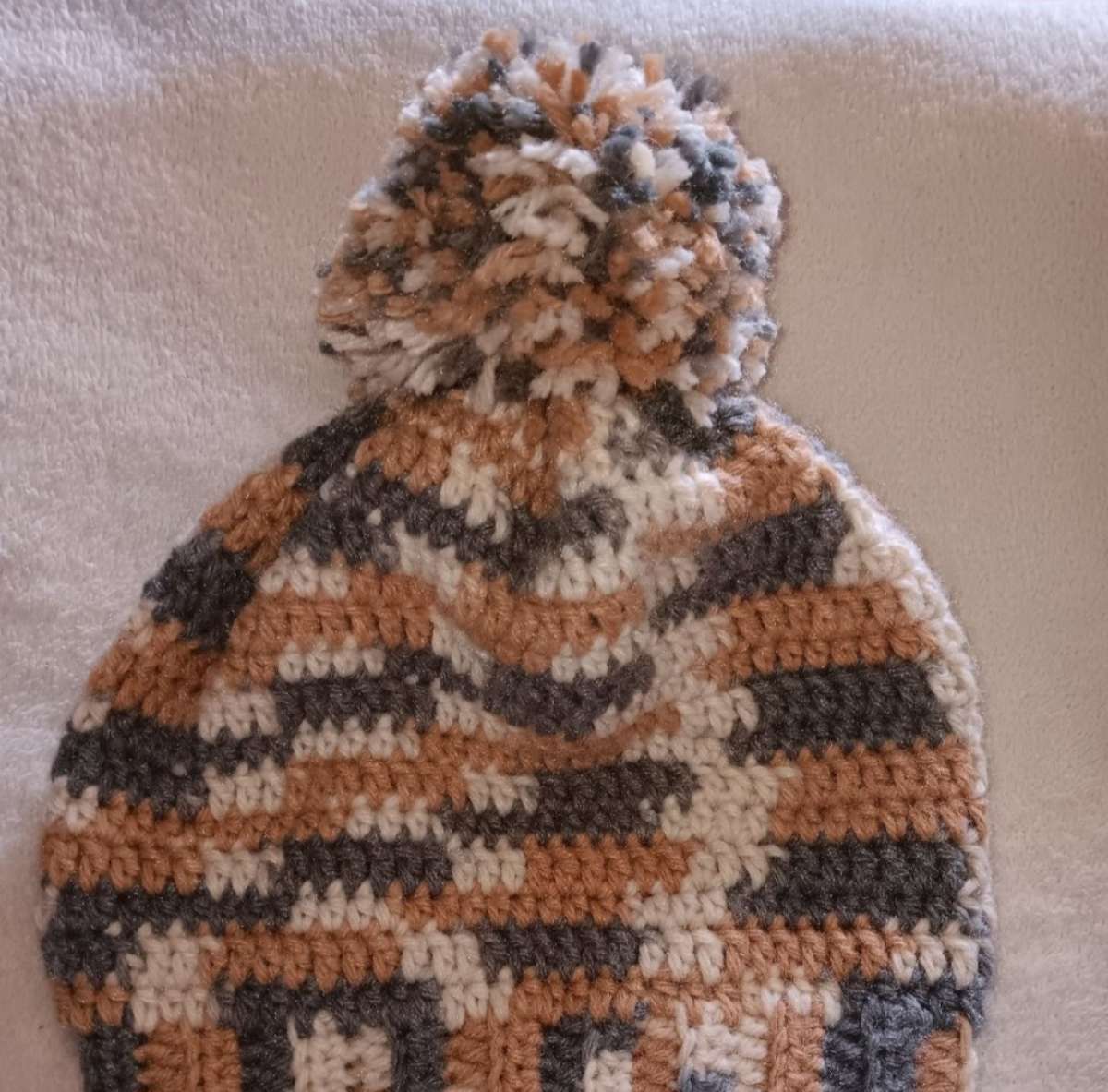 Handmade Crochet Childrens Beanie with Pompom