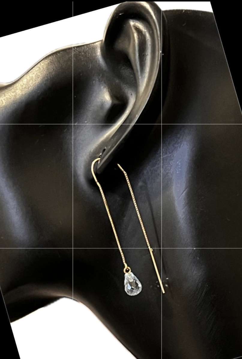 10K Gold Blue Topaz Threader Earrings