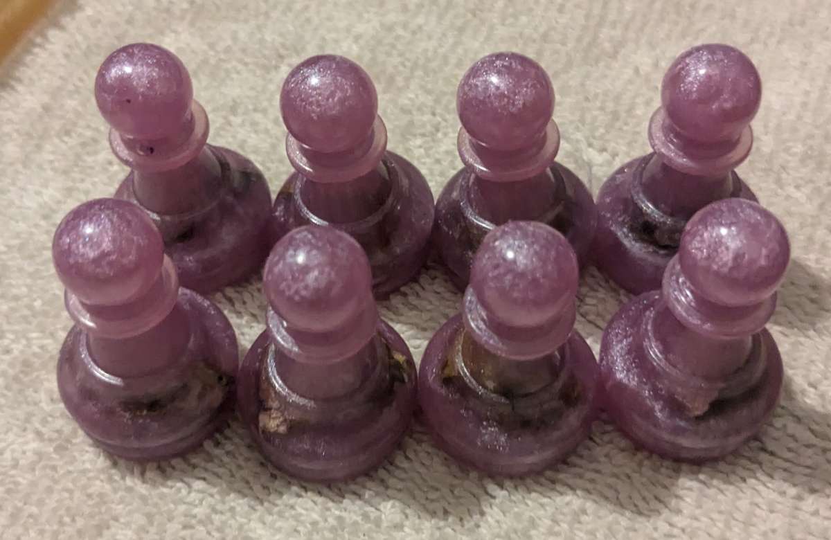 Pink and Blue Petrified Wood Chess Set