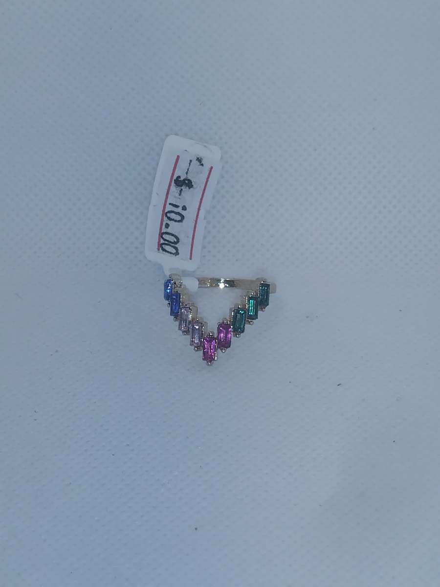 Multi Colored V Shape Chic Rhinestone Ring