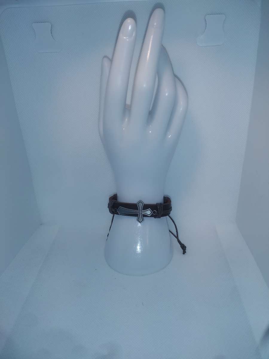 Brown Cross Leather Bracelet VCB