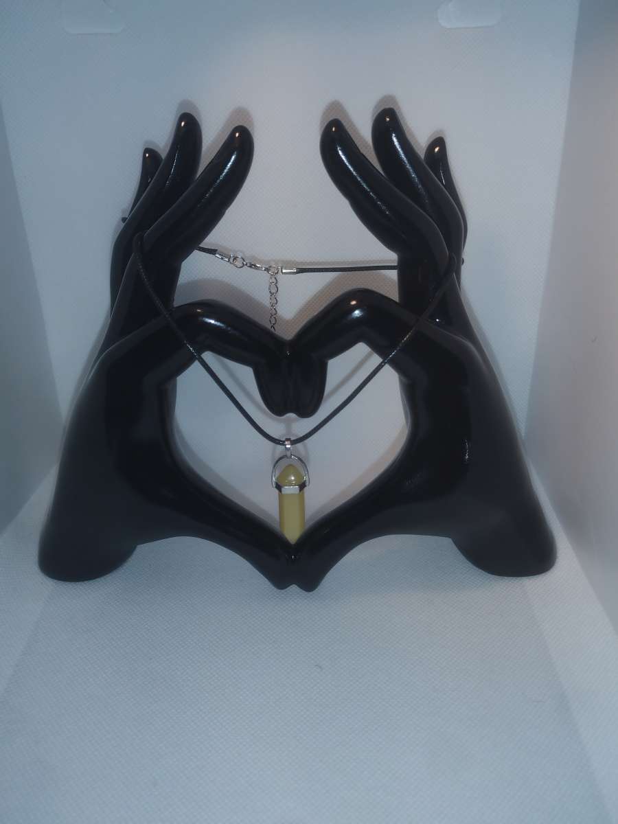 Yellow Topaz Glass Pendant Necklace