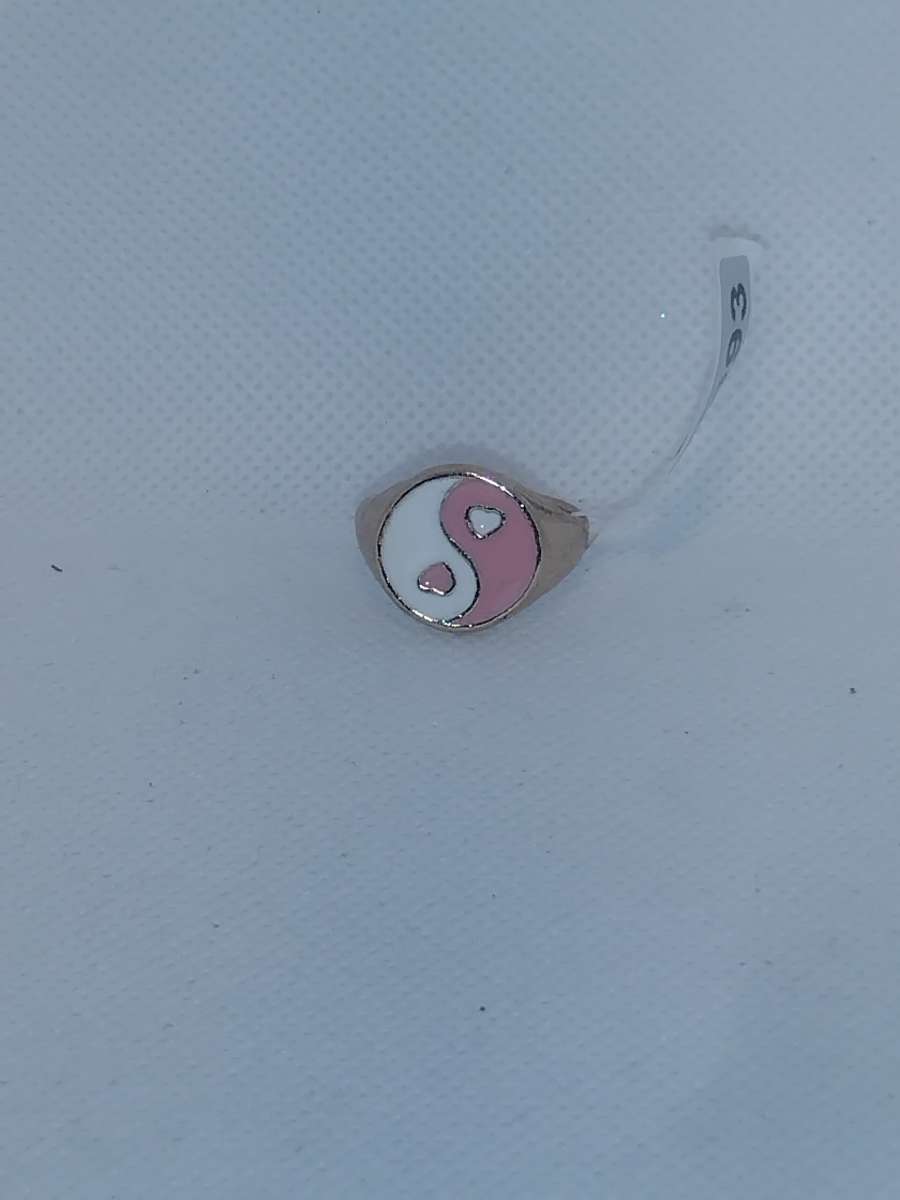 Pink White Yinyang Heart Ring