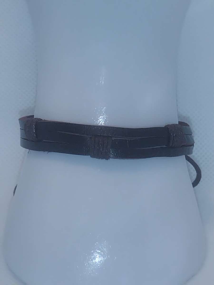 Faux Leather Bracelet 3 Band brown