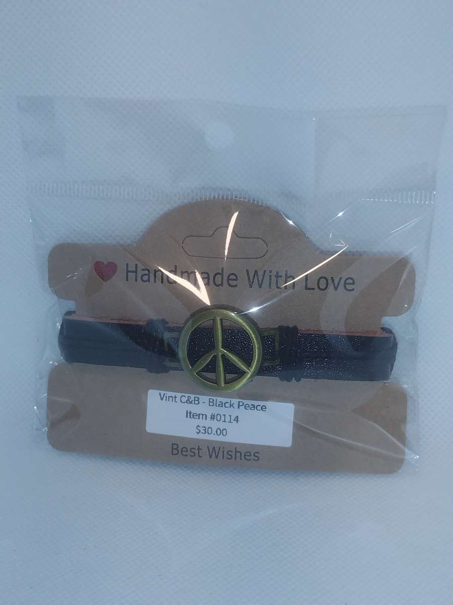 Black Peace Leather Bracelet VCB