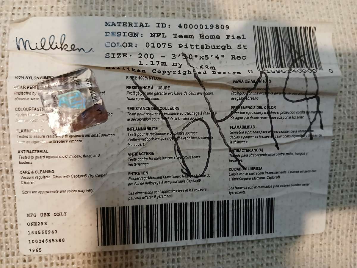 Pittsburgh Steelers field carpet 46inch by 27inch