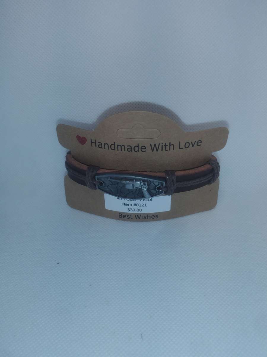 Brown Pistol Leather Bracelet VCB