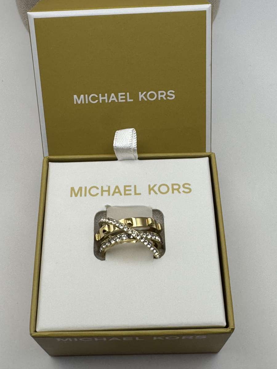 1044HCRA Michael Kors Goldtone Triple Ring Crystals Astro Ri